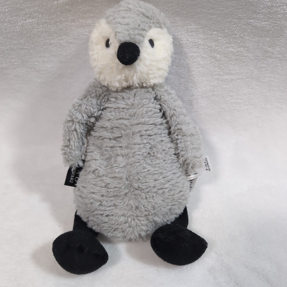 FAO Schwarz Toasties Penguin Plush Grey Microwaveable Lavender Scented Weighted